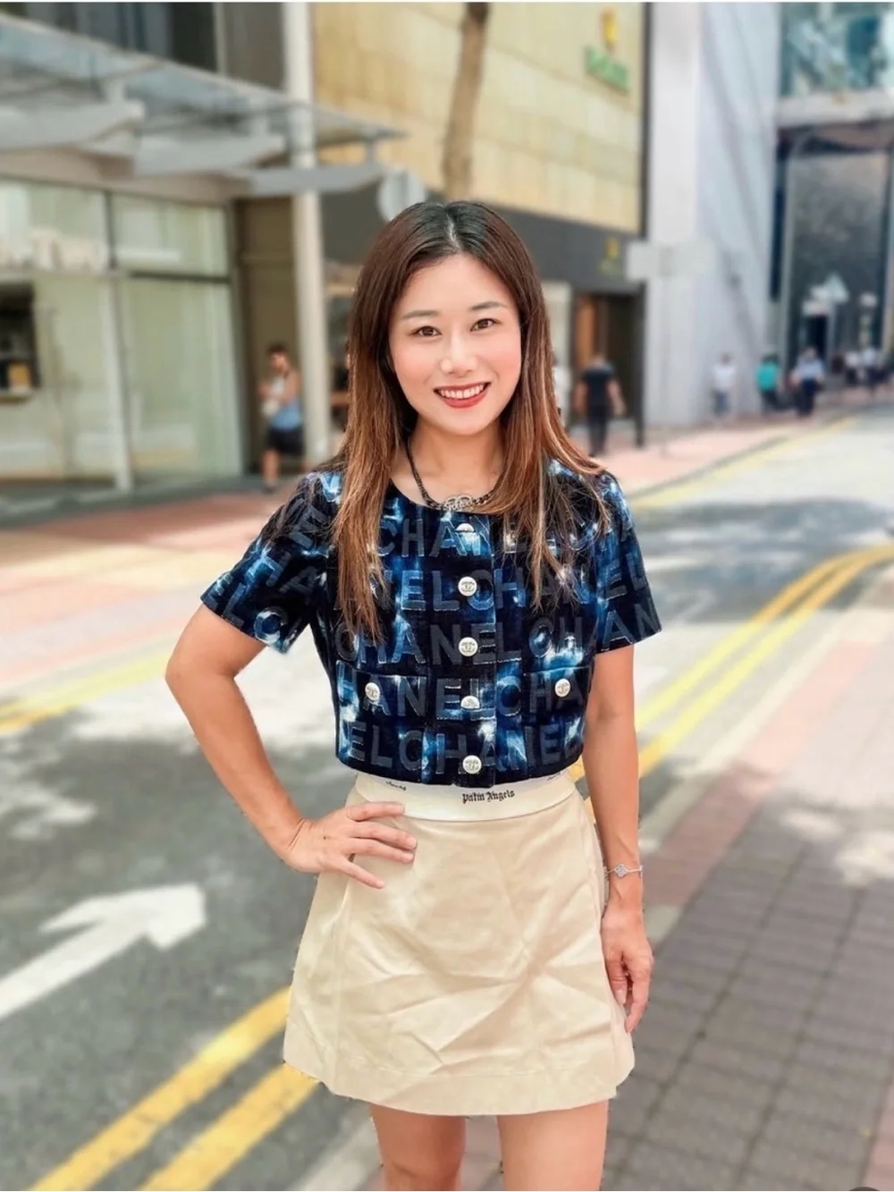 CC Graphic Cropped Logo Button Jacket w/ matching skirt set